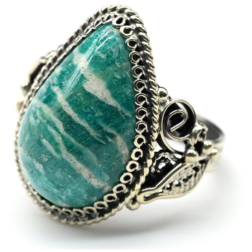 Кольцо Радуга Камня, амазонит, размер 18, синий, белый кольцо радуга камня амазонит размер 18 зеленый белый