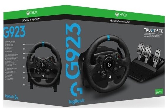 Контроллер для игровых симуляторов Logitech G923 (гоночный руль и педали для Xbox Series X/S, Xbox One и ПК)
