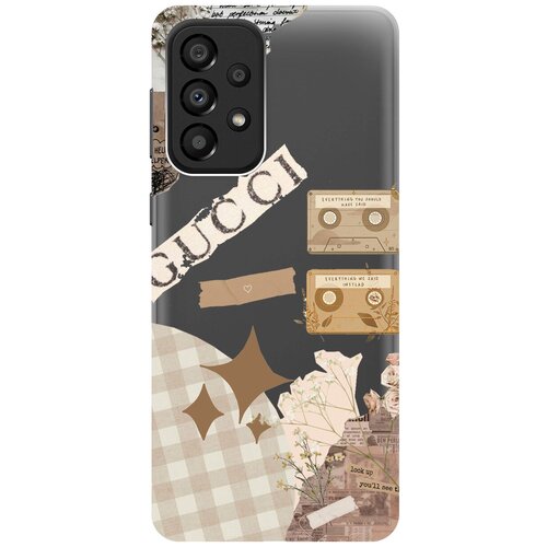 Силиконовый чехол на Samsung Galaxy A33 5G, Самсунг А33 5Г с 3D принтом GUCCI Stickers прозрачный матовый soft touch силиконовый чехол на samsung galaxy a33 5g самсунг а33 5г с 3d принтом gucci stickers черный