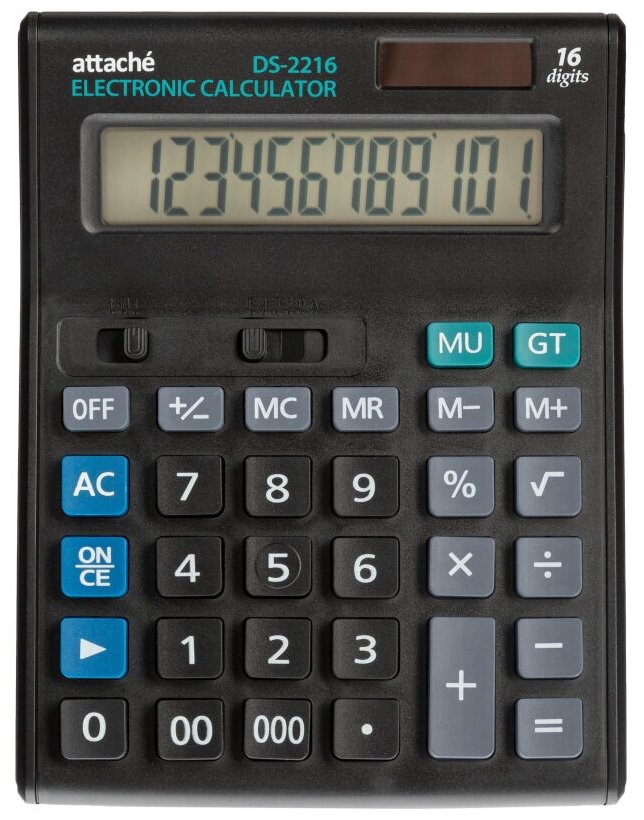 Калькулятор настольный полноразмерный Attache Economy 16-разрядный черный 1 шт.