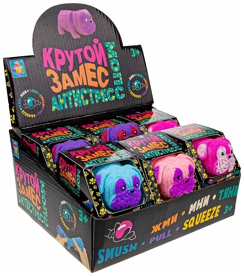 Игрушка-тянучка 1Toy Крутой замес Супер Мопс в ассортименте, 8,5 см - фото №1