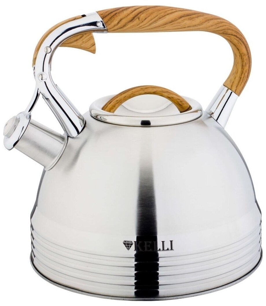 Чайник для плиты Kelli KL-4505 со свистком / 3 л / нержавеющая сталь