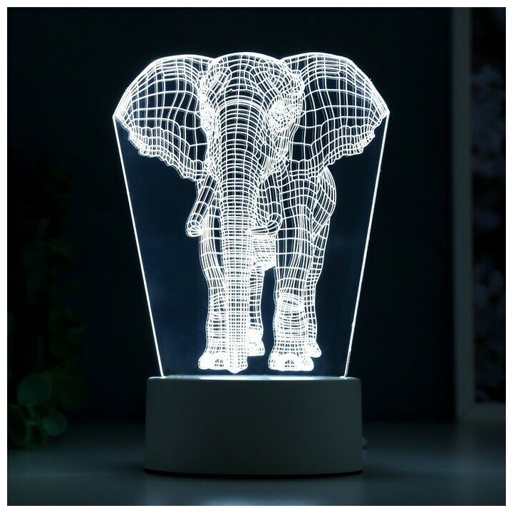 Светильник "Слон" LED белый от сети 9,5х12,5х19см - фотография № 5