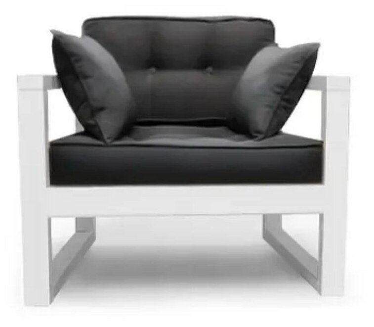 Кресло DEmoku Экокожа Д-1 ЭТС-Б (цвет экокожи: темно-серый, цвет дерева: белый), 80х73х79 см