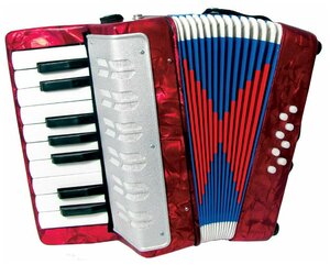 J.MEISTER UC-104/RD аккордеон детский, 17 клавиш, 8 басов, с ремнями, в подарочной коробке
