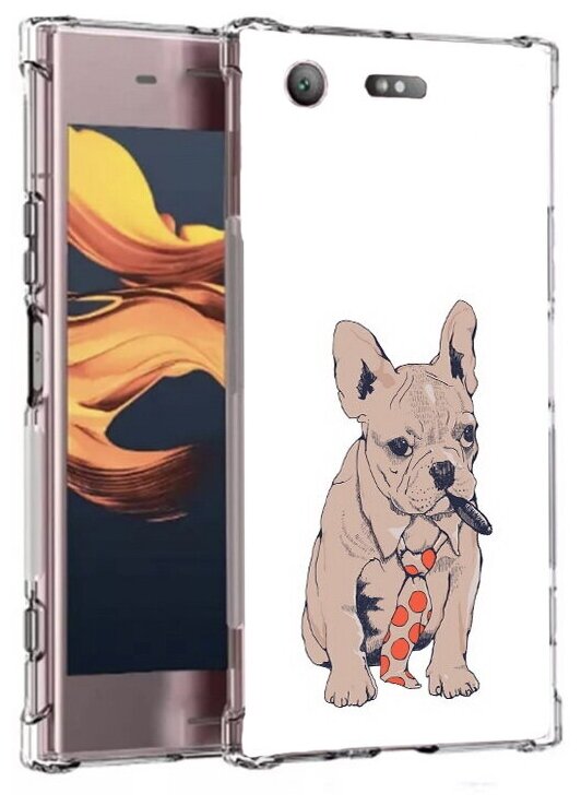 Чехол задняя-панель-накладка-бампер MyPads бульдог с сигарой для Sony Xperia XZ1 Compact G8441 противоударный