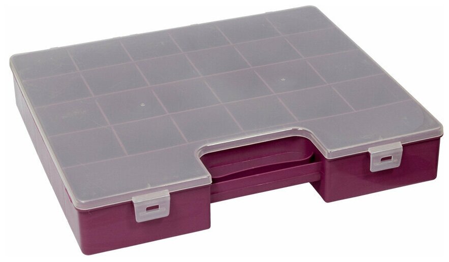 Gamma Коробка для шв. принадл. OM-008 пластик 35.5 x 31 x 6 см бордовый - фотография № 1