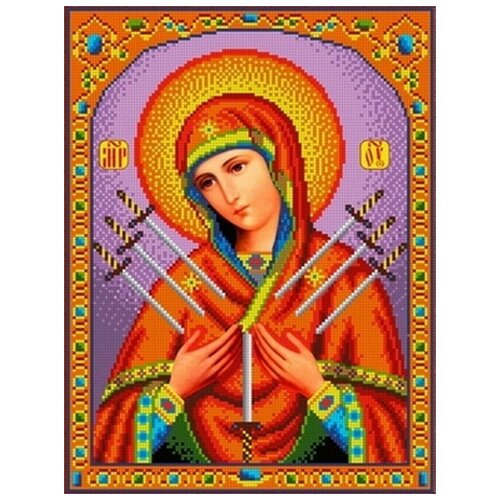 Набор вышивки бисером Каролинка Богородица Семистрельная, 27х35,5 см