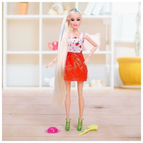 Кукла-модель шарнирная «Оля» в платье, с аксессуарами, микс