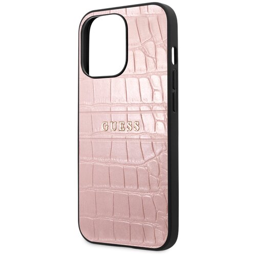 Чехол Guess PU Croco with metal logo Hard для iPhone 13 Pro Max, розовый