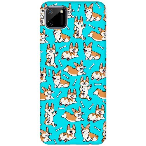 Матовый чехол Corgi Pattern для realme C11 / Рилми С11 с 3D эффектом бирюзовый матовый чехол sad raccoon для realme c11 рилми с11 с 3d эффектом бирюзовый