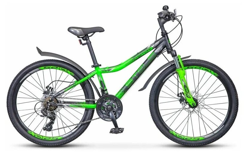 Горный (MTB) велосипед STELS Navigator 410 MD 24 21-sp V010 (2019) черный/зеленый 12" (требует финальной сборки)