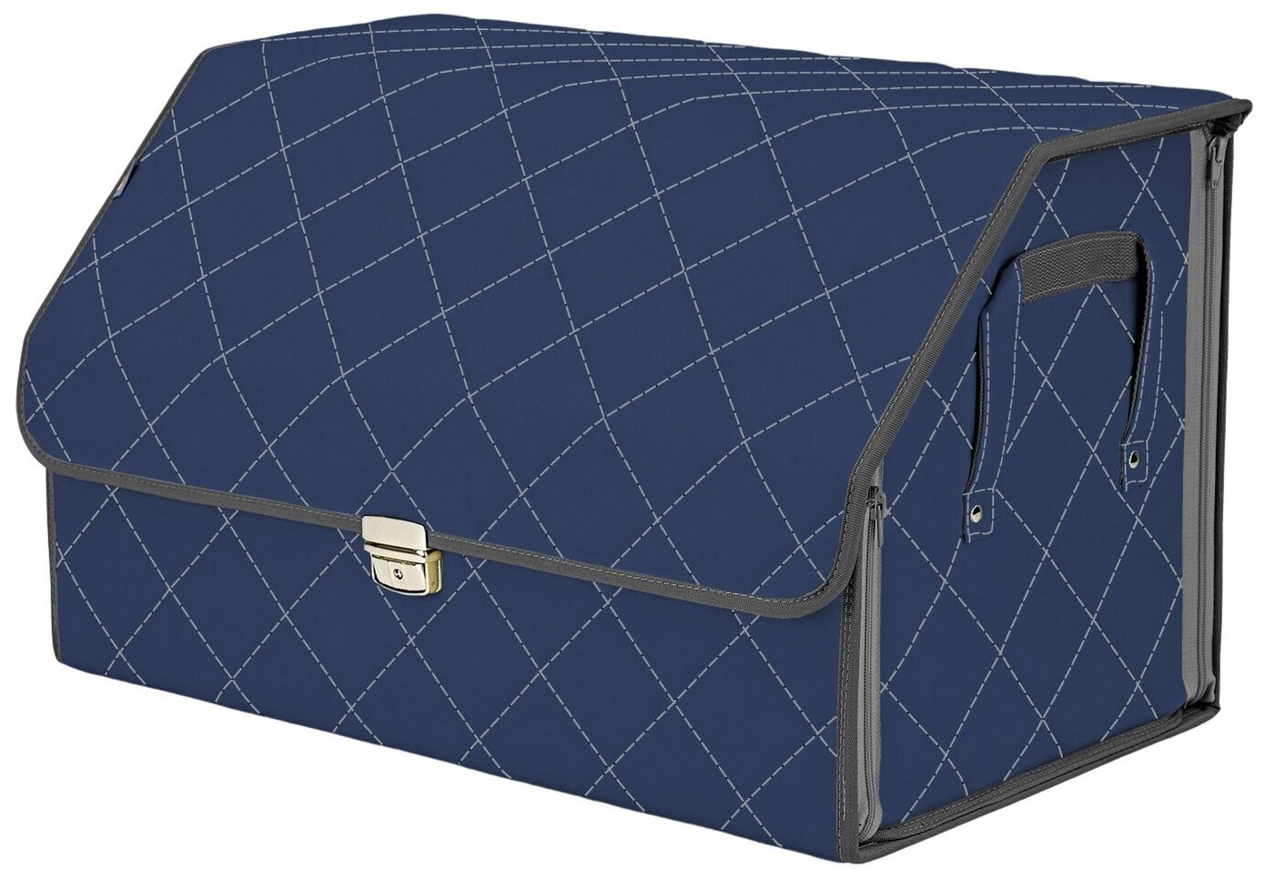 Органайзер-саквояж в багажник "Союз Премиум" (размер XL). Цвет: синий с серой прострочкой Ромб.
