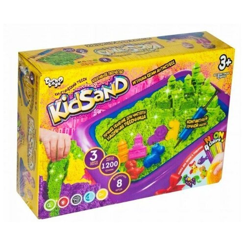 Набор для творчества Кинетический песок KidSand в коробке 3 цвета, 1.2 кг /АльянсТрест/