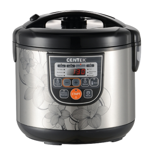 Мультиварка Centek CT-1498 Ceramic <чёрный/сталь> 700Вт, 5.0л, керамическое покрытие чаши, 10 пр-м.