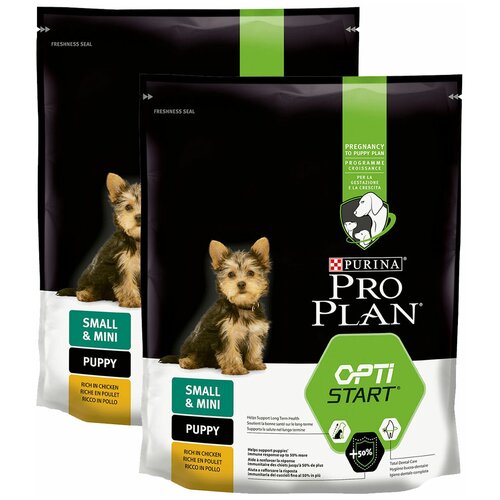 PRO PLAN OPTISTART PUPPY SMALL & MINI для щенков маленьких пород с курицей и рисом (0,7 + 0,7 кг)