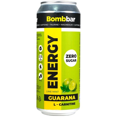 Энергетический напиток Bombbar Energy Лайм - мята, 0.5 л