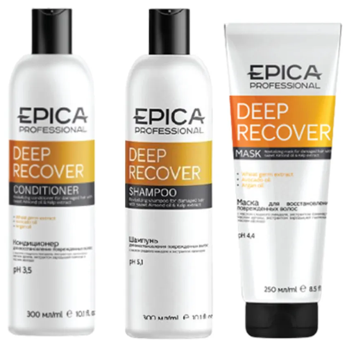 Набор для волос восстанавливающий Epica Professional Deep Recover (шампунь 300мл, кондиционер 300мл, маска 250мл) 3 шт