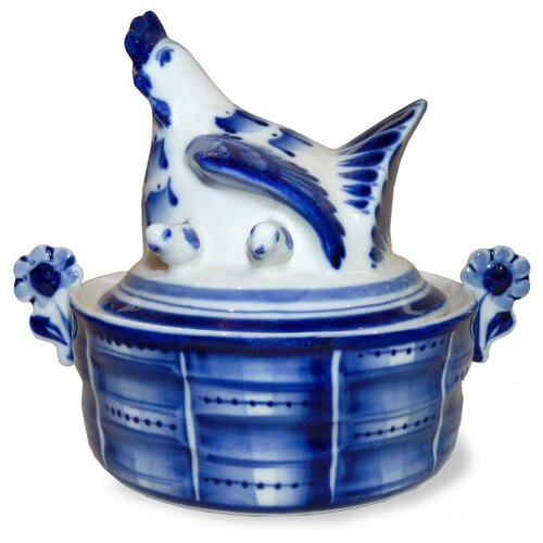 Солонка Курочка 2 сорт Гжель ручная роспись