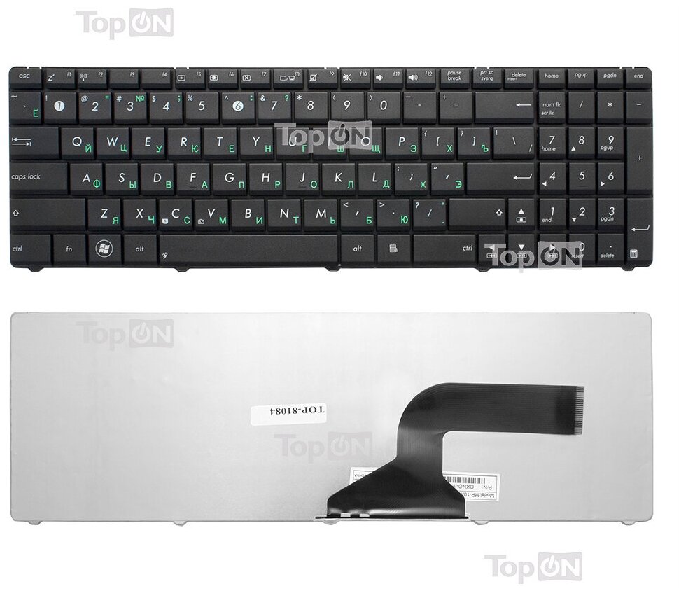 Клавиатура для ноутбука Asus K52 K53 N50 Series Плоский Enter Черная без рамки PN NSK-UM0SU