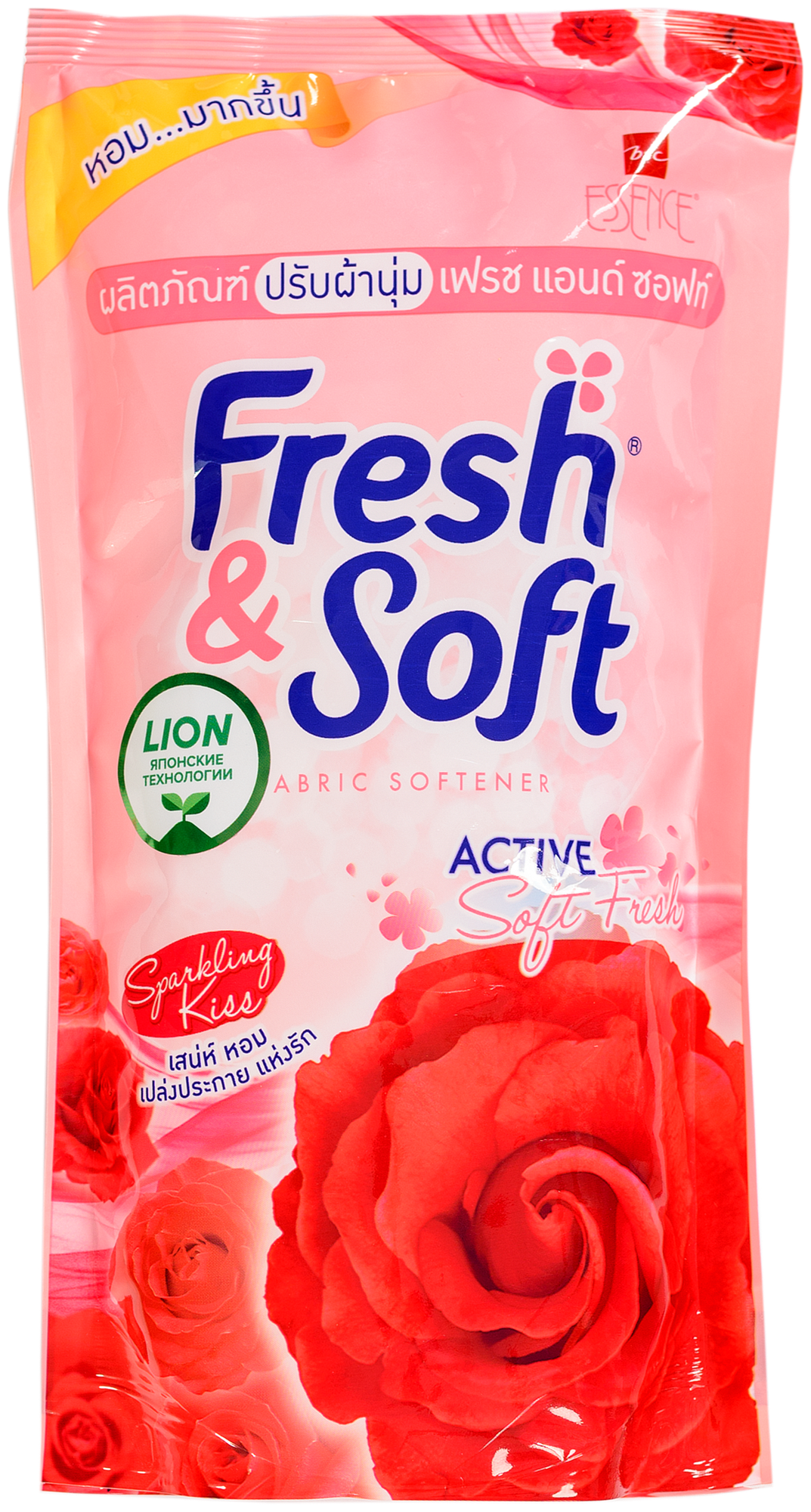 Lion essence fresh & soft кондиционер для белья red rose, мягкая упаковка, 600 мл