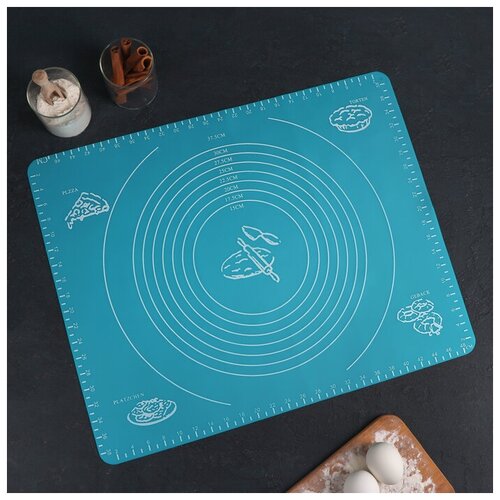 Коврик силикон для раскатки теста 70 х 70 см голубой