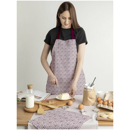 Комплект кухонный рогожка (прихватка 18х18, прихватка-рукавица 18х28, фартук 60х70) 