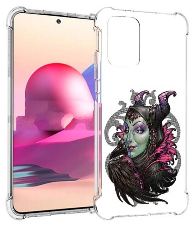 Чехол задняя-панель-накладка-бампер MyPads зеленая девушка с вороном для Xiaomi Redmi Note 10 (2021)/Redmi Note 10S 8/128GB (NFC) противоударный