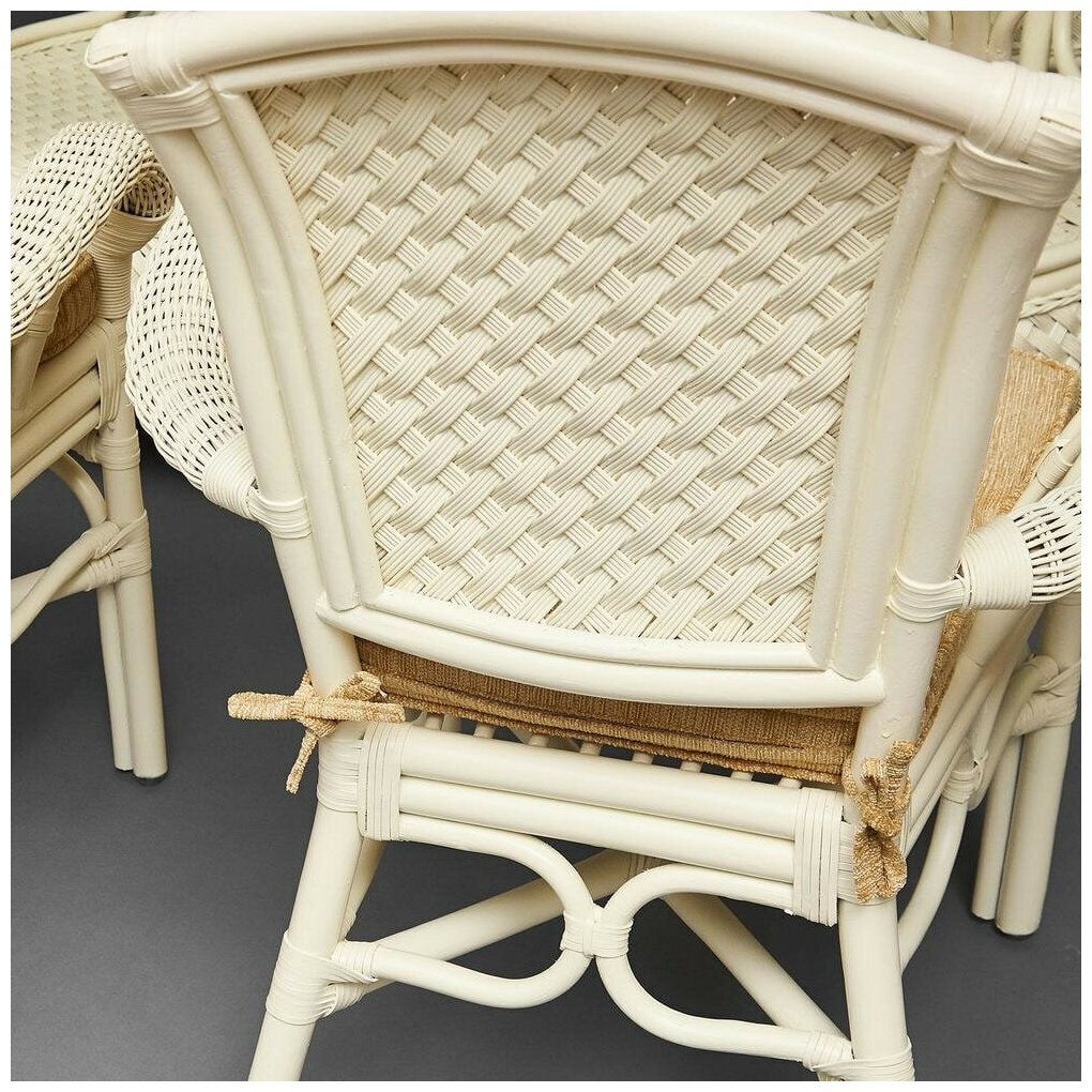 Комплект обеденный "ANDREA GRAND" (стол со стеклом+6 кресел+ подушки) (12 427) TetChair TCH White (белый), Ткань рубчик, цвет кремовый - фотография № 9