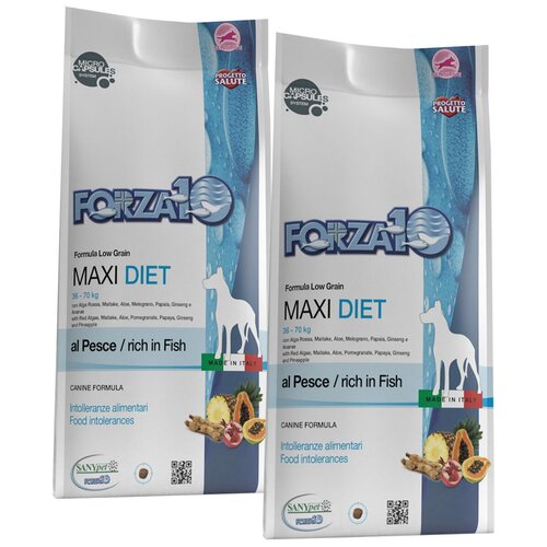 FORZA10 DOG MAXI DIET монобелковый для взрослых собак крупных пород при аллергии с рыбой (12 + 12 кг)