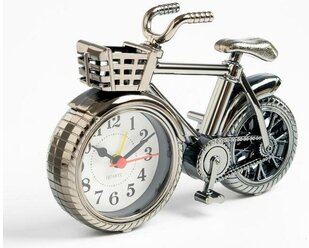 Будильник "Велосипед с корзиной", дискретный ход, 13.5 х18.5 см, диаметр7 см