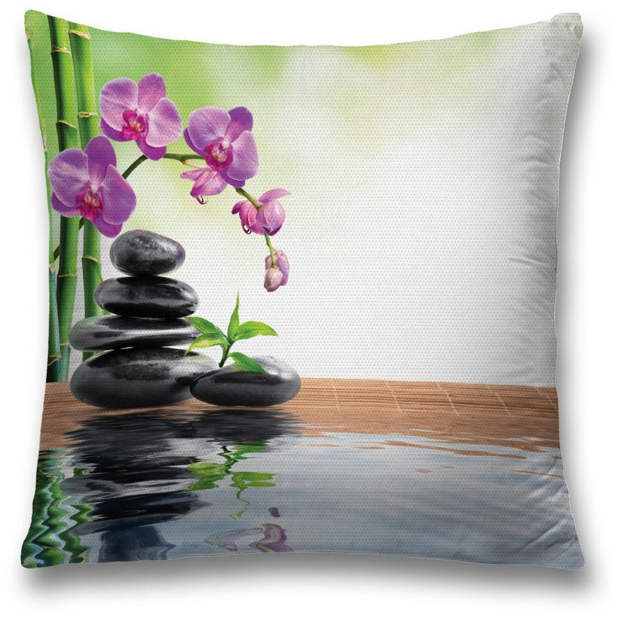 Наволочка декоративная на молнии, чехол на подушку JoyArty "Красивая орхидея" 45х45 см