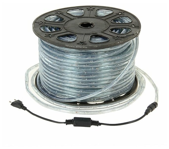 LED шнур 11 мм, круглый, 100 м, фиксинг, 2W-LED/м-24-220V в компл. набор д/подкл, синий 767709 - фотография № 2