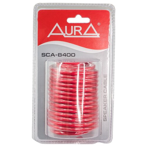 Кабель акустический Aura SCA-B400, 12AWG/4.00мм2, красный прозрачный, 5 м