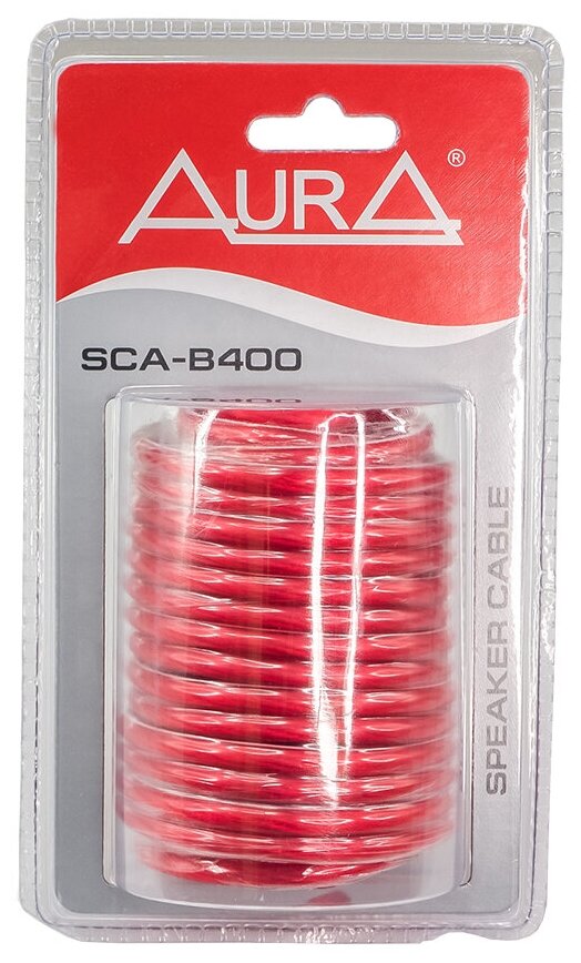 Кабель акустический Aura SCA-B400 12AWG/4.00мм2 красный прозрачный 5 м