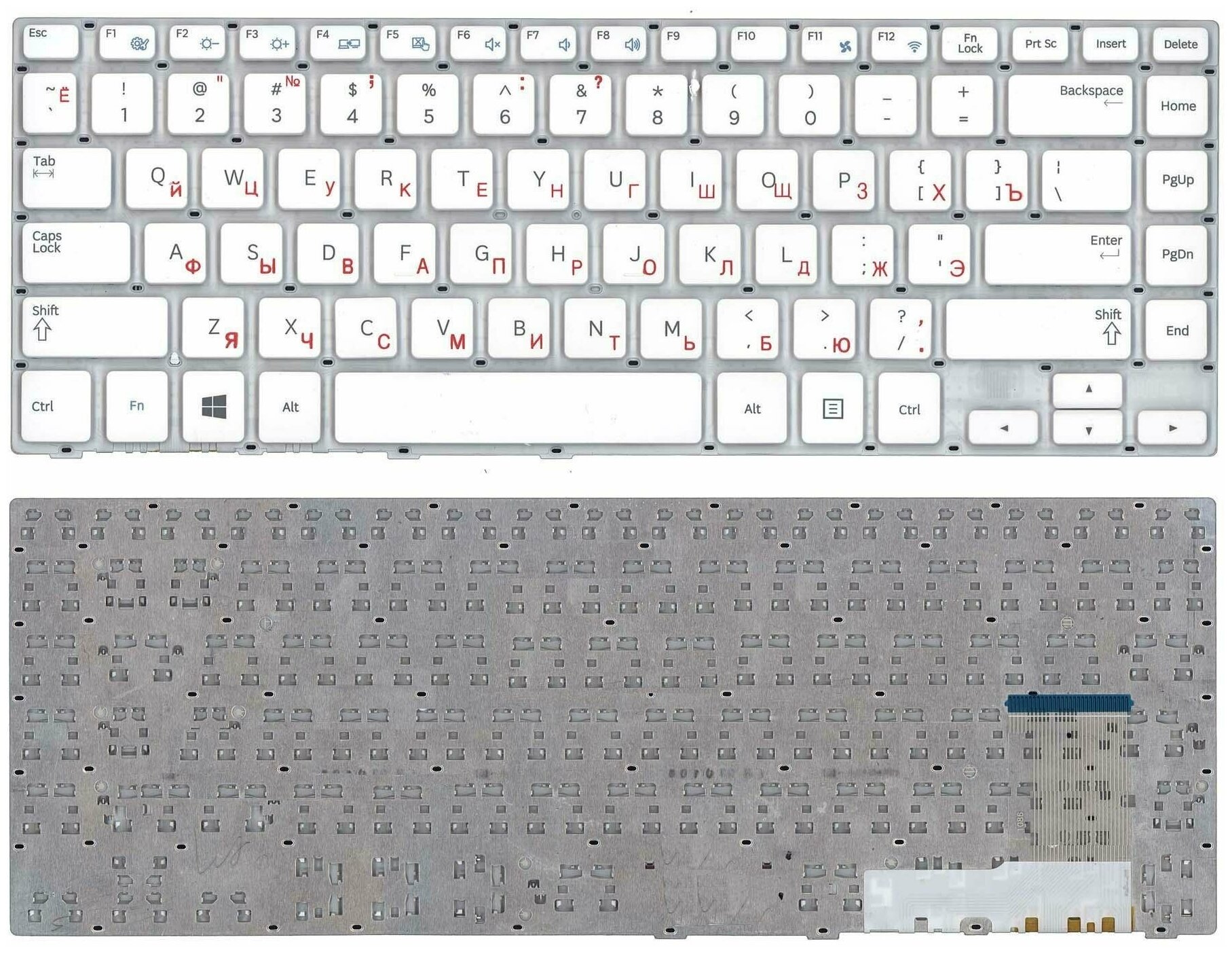 Клавиатура keyboard CNBA5903619 для ноутбука Samsung NP370R4E 470R4E NP470R4E NP470R4E-K01 450R4E NP450R4V Series белая 1254₽