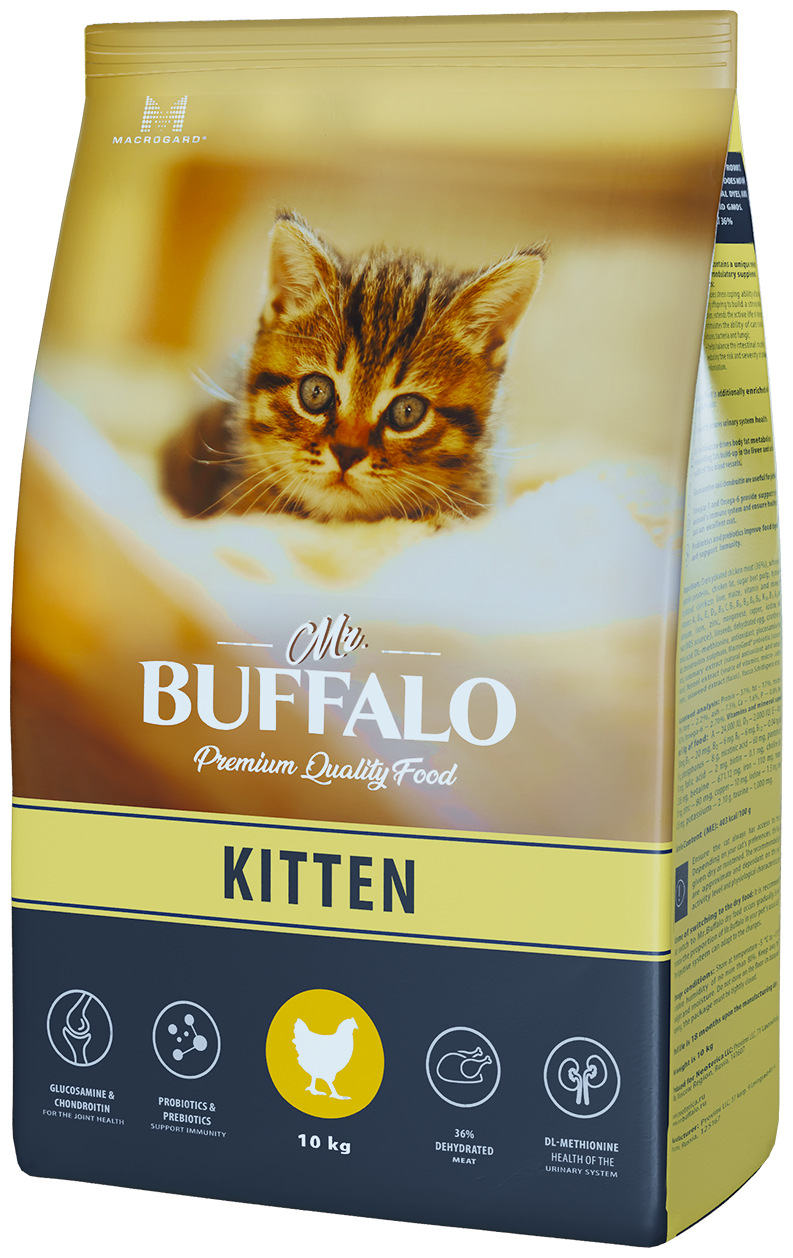 Баффало Mr.Buffalo Kitten 10кг с курицей сухой корм д/котят (078724) - фотография № 4