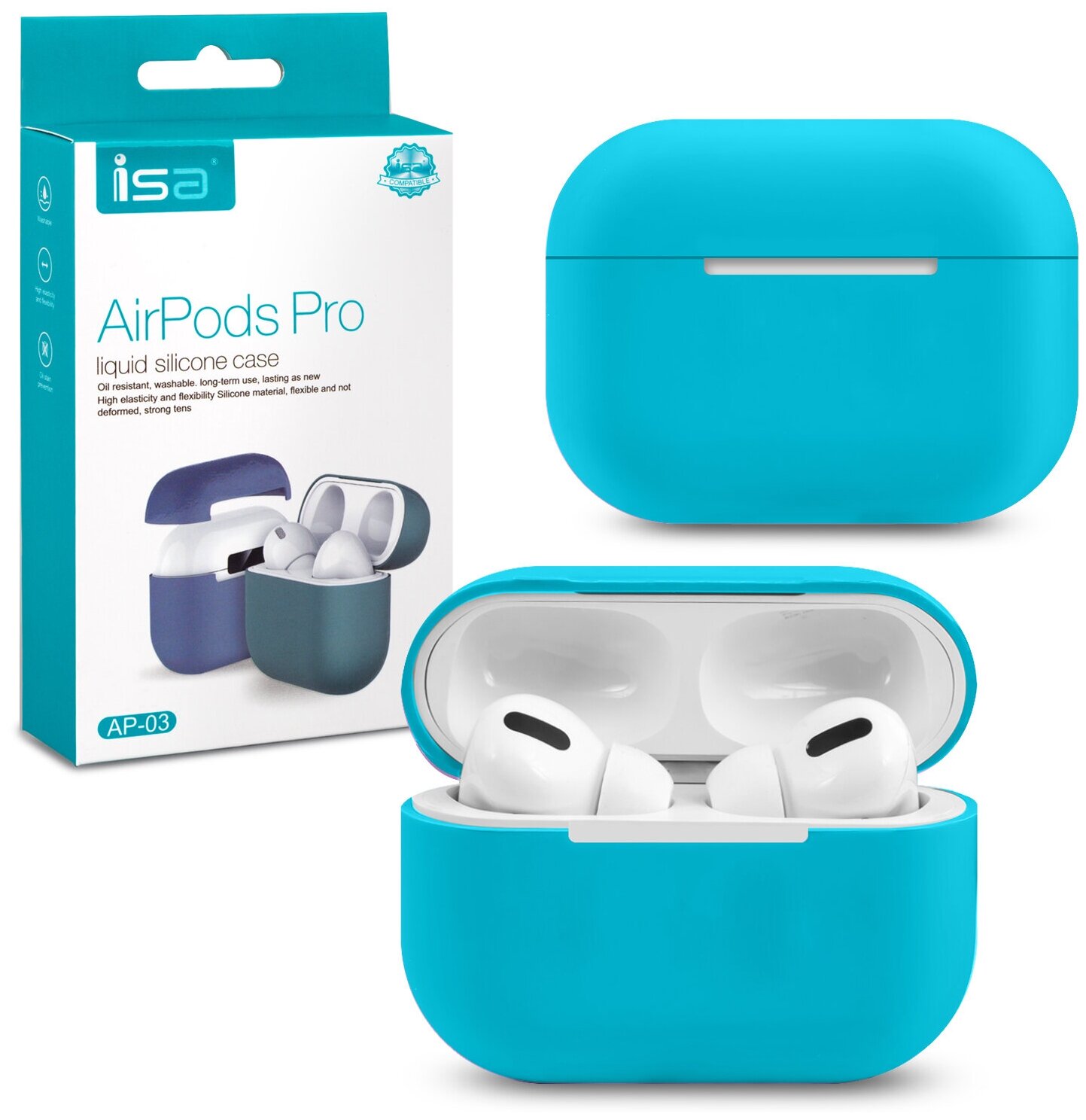 Чехол для наушников / Чехол для Airpods Pro Silicon Case ISA Sky Blue