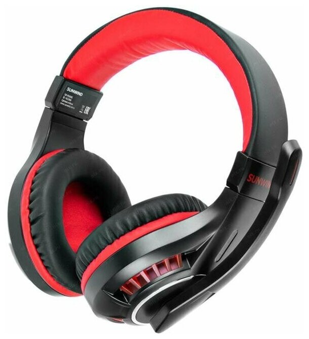 Гарнитура игровая SunWind SW-HS600G для компьютера и игровых консолей мониторные проводные черный красный 1422084