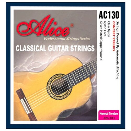 ac130 n комплект струн для классической гитары нейлон посеребренная медь [12] alice Струны для классической гитары Alice AC130-N