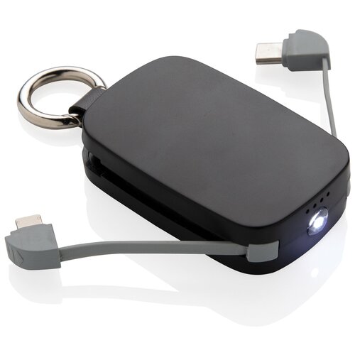 Внешний аккумулятор-брелок со встроенными кабелями 1200 мАч белый 130500₽