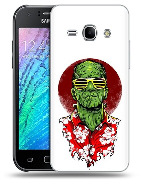 Чехол задняя-панель-накладка-бампер MyPads крутой зеленый мужчина в очках для Samsung Galaxy J1 (2015) SM-J100H/F/DuoS противоударный