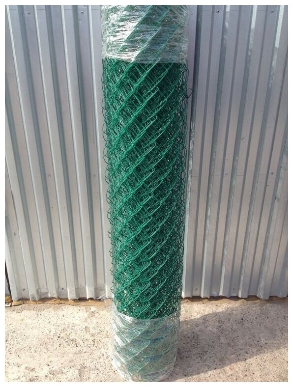 Рабица сетка в ПВХ 2.2 мм, 1.0х10 м (зеленая) 55х55мм - фотография № 1