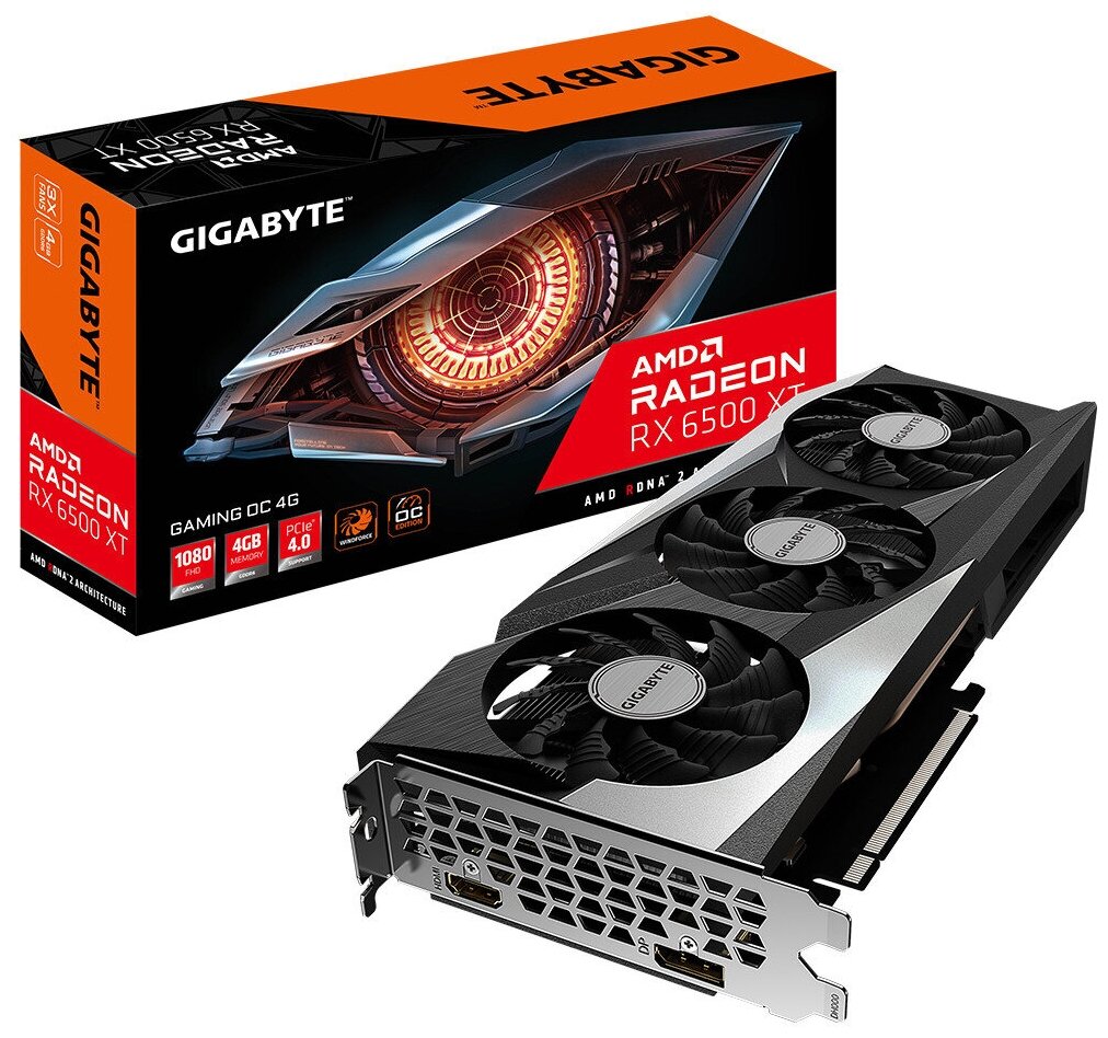 Видеокарта GIGABYTE Radeon RX 6500 XT GAMING OC 4G (GV-R65XTGAMING OC-4GD)