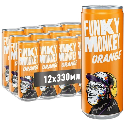 Газированный напиток FUNKY MONKEY Orange 0,33 л. х 12 шт.
