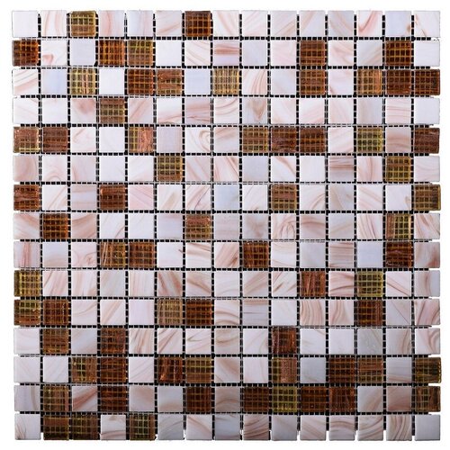 Плитка мозаика GG 32,7Х32,7 см. стекломасса бежево-золотой микс, чип 20х20 мм. плитка настенная/плитка для стены