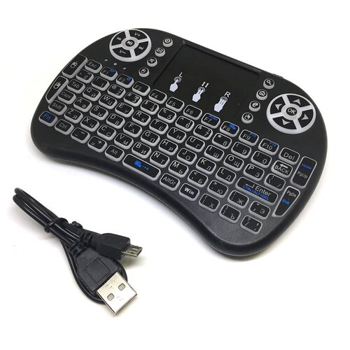 Мини клавиатура беспроводная Espada i8a Backlit Smart TV с подсветкой и тачпадом, USB, с аккумулятором, RUS мини клавиатура i8 беспроводная backlit подсветка с тачпадом usb