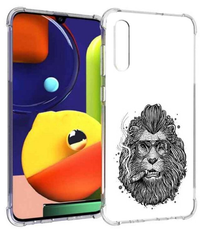 Чехол задняя-панель-накладка-бампер MyPads курящий лев для Samsung Galaxy A70/A70s SM-A705F (2019) противоударный