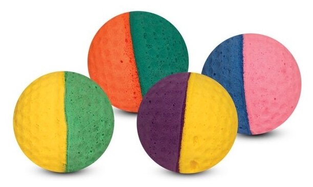 Triol игрушка для кошек "Мяч для гольфа", d 40 мм, упаковка 4 шт, разноцветный