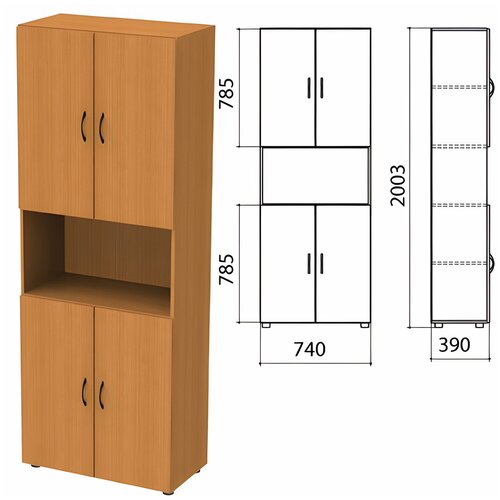 Шкаф полузакрытый Фея, 740x390x2000 мм, цвет орех милан (комплект) шт.